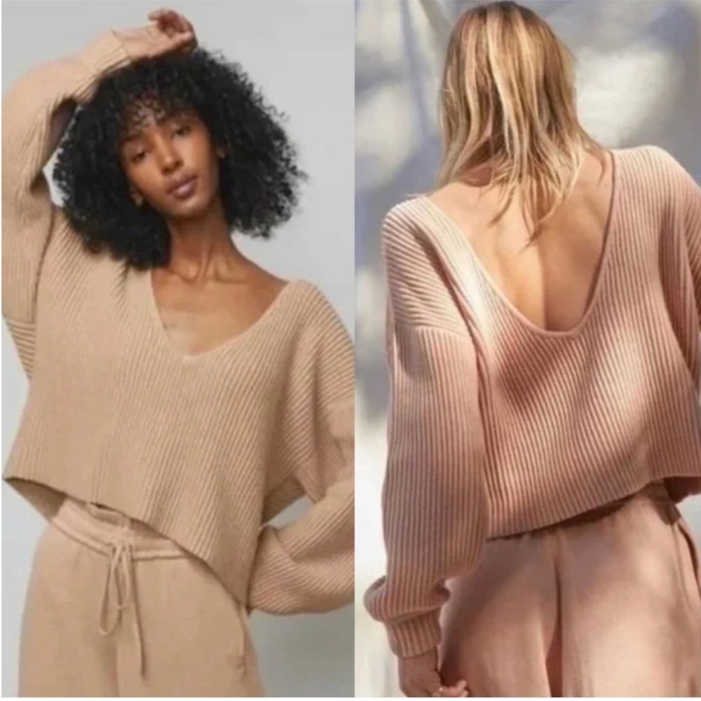 Lunya Women's V-Neck Sweater in Tan